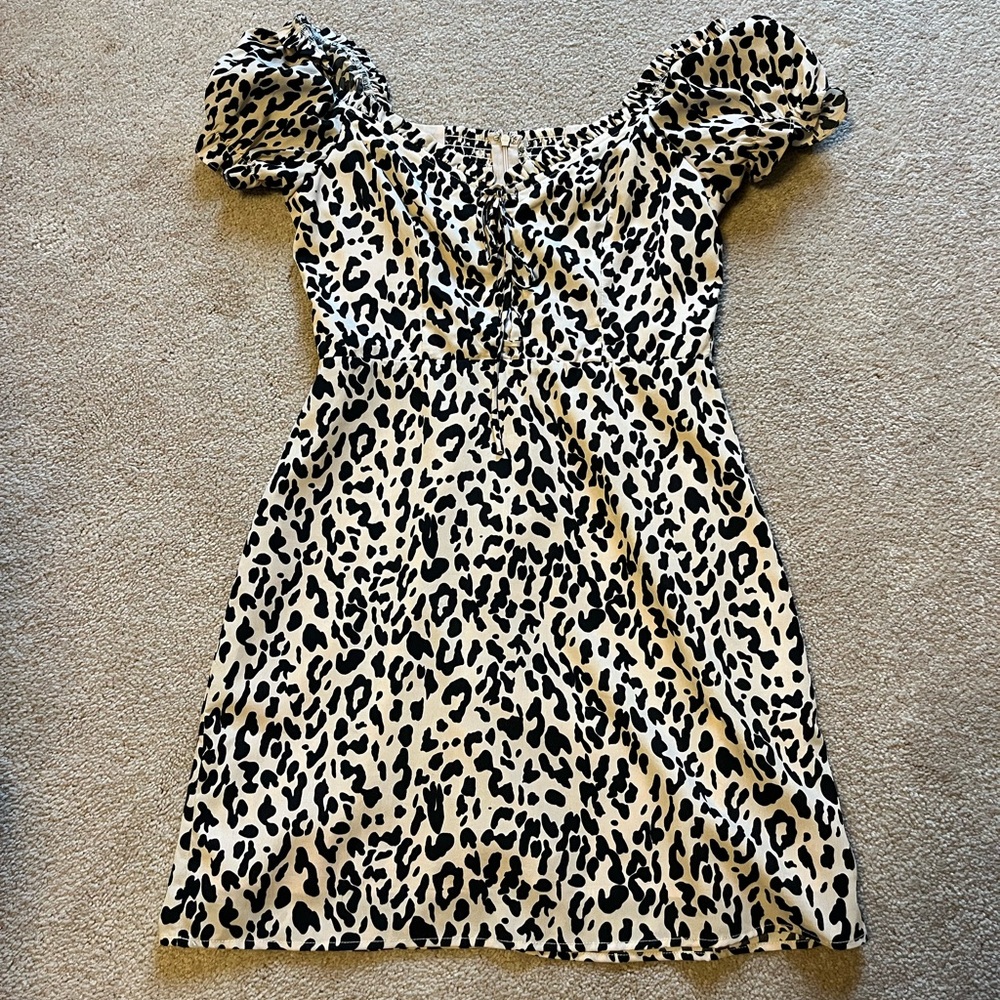 Aqua Black and Tan Animal Print Dress